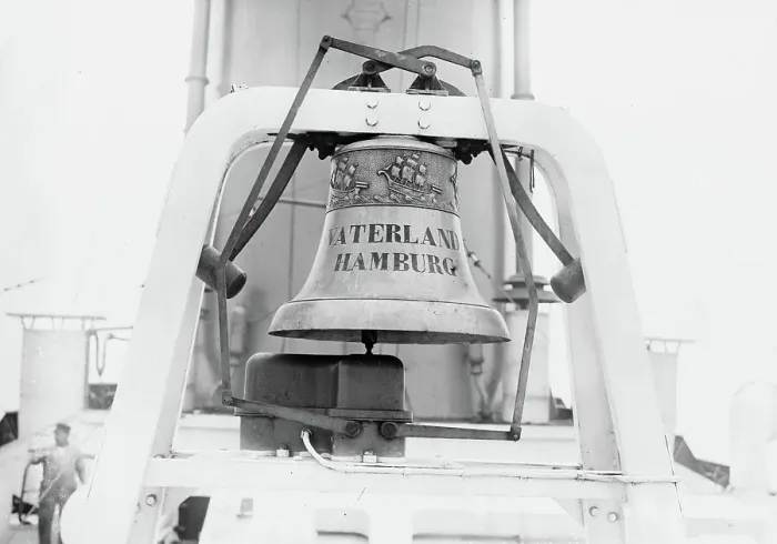 Framed Print : Fire bell on VATERLAND, between c1910 and c1915. Creator: Bain News Service Framed Print : Fire bell on VATERLAND, between c1910 and c1915. Creator: Bain News Service