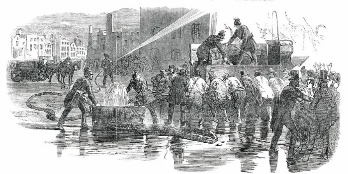 Framed Print : The Fire-Brigade, 1850. Creator: Unknown Framed Print : The Fire-Brigade, 1850. Creator: Unknown