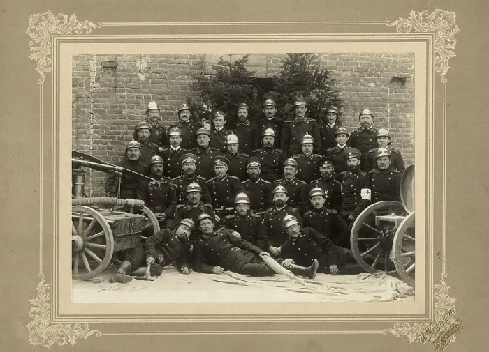 Framed Print : Fire brigade of the Krasnoyarsk Volunteer Fire Society, 1910. Creator: I. Upatkin Framed Print : Fire brigade of the Krasnoyarsk Volunteer Fire Society, 1910. Creator: I. Upatkin