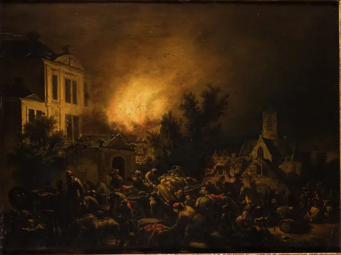 Framed Print : Fire in the City-Palace in the Fire, between 1654-1664. Creator: Egbert van der Poel Framed Print : Fire in the City-Palace in the Fire, between 1654-1664. Creator: Egbert van der Poel