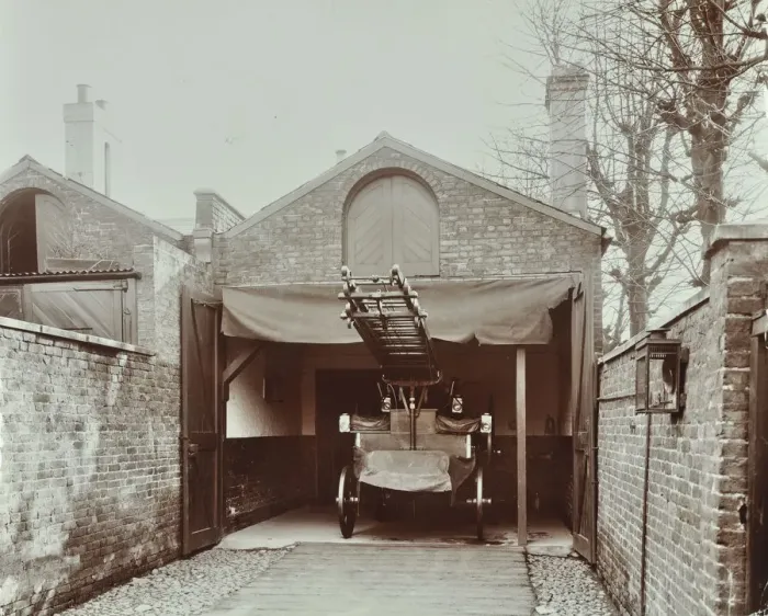 Framed Print : Fire engine at Streatham Fire Station, London, 1903 Framed Print : Fire engine at Streatham Fire Station, London, 1903