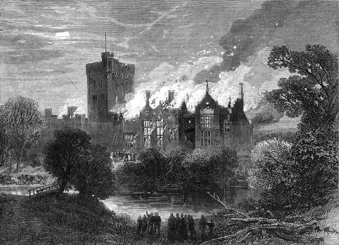 Framed Print : Fire at Greystoke Castle, Cumberland, 1868. Creator: Unknown Framed Print : Fire at Greystoke Castle, Cumberland, 1868. Creator: Unknown