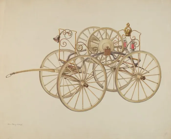 Framed Print : Fire Hose Reel, c. 1938. Creator: Hans Mangelsdorf Framed Print : Fire Hose Reel, c. 1938. Creator: Hans Mangelsdorf