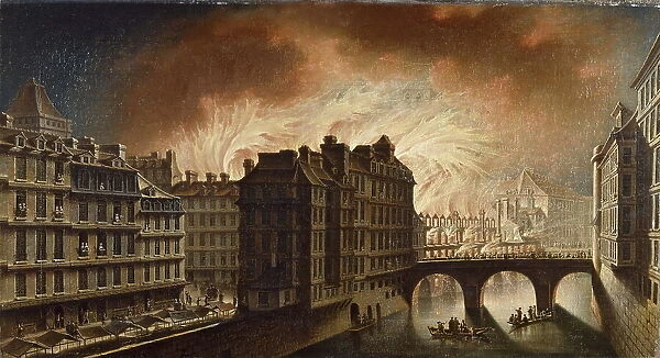 Fire at the Hotel-Dieu in 1772, c1772. Creator: Nicolas Raguenet