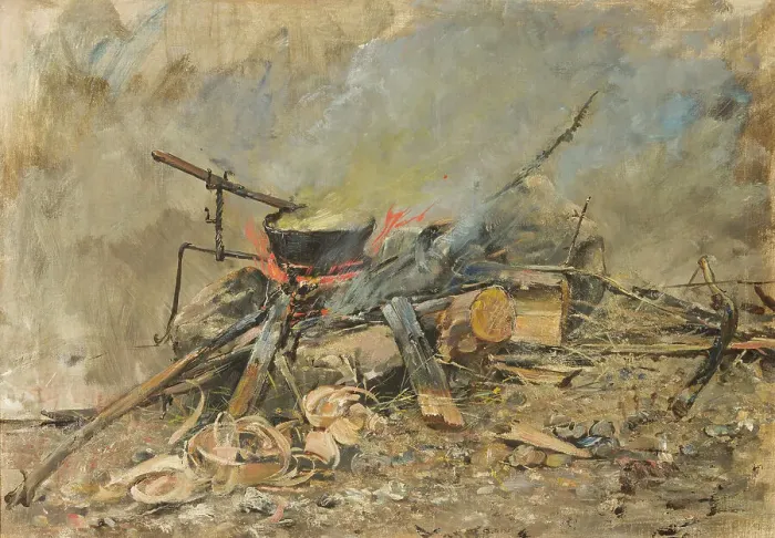 Framed Print : A Fire with a Kettle. Study for Sancta Simplicitas. Creator: Carl Gustaf Hellqvist Framed Print : A Fire with a Kettle. Study for Sancta Simplicitas. Creator: Carl Gustaf Hellqvist