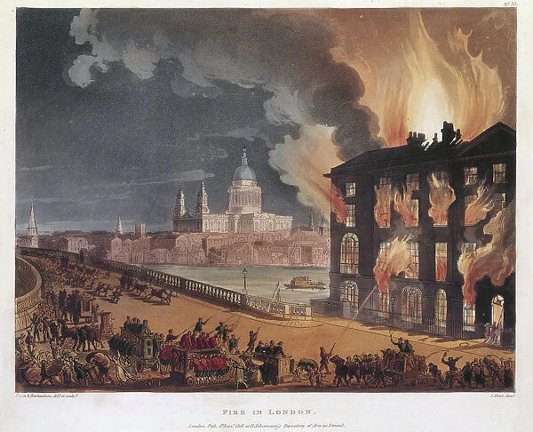 Fire in London, 1791. Artist: Thomas Rowlandson