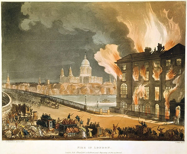 Fire in London, 1808. Artist: Thomas Rowlandson
