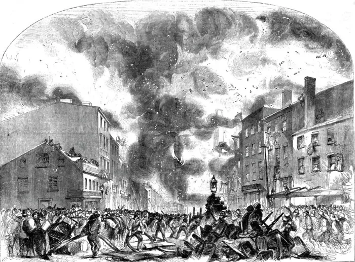 Framed Print : Fire at Messrs Harper and Brothers Printing and Publishing Establishment, New York, 1854. Creator: Unknown Framed Print : Fire at Messrs Harper and Brothers Printing and Publishing Establishment, New York, 1854. Creator: Unknown