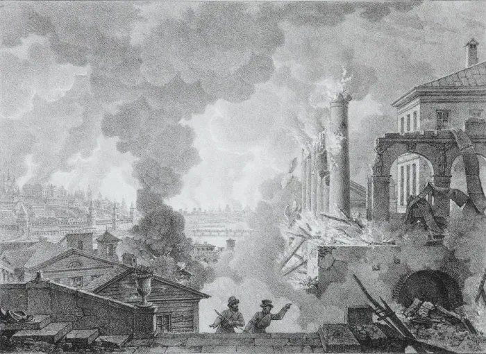 Framed Print : Fire of Moscow on September 1812 (The French in Moscow), 1824 Framed Print : Fire of Moscow on September 1812 (The French in Moscow), 1824