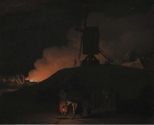 A Fire at Night, 1807. Creator: CW Eckersberg