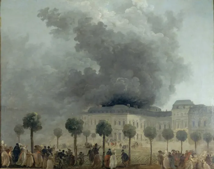 Framed Print : Fire at the Opera House of the Palais-Royal, June 8, 1781, ca 1781. Creator: Robert Framed Print : Fire at the Opera House of the Palais-Royal, June 8, 1781, ca 1781. Creator: Robert
