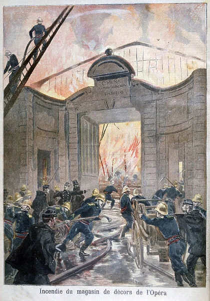 Fire at the Opera, Paris, 1894. Artist: Oswaldo Tofani