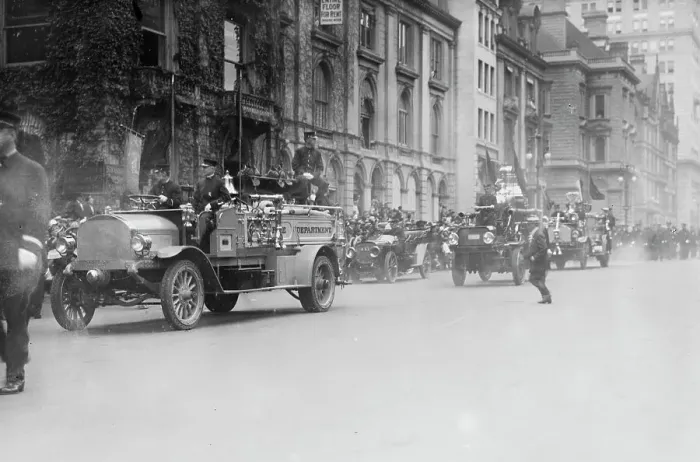 Framed Print : Fire parade, 1913. Creator: Bain News Service Framed Print : Fire parade, 1913. Creator: Bain News Service