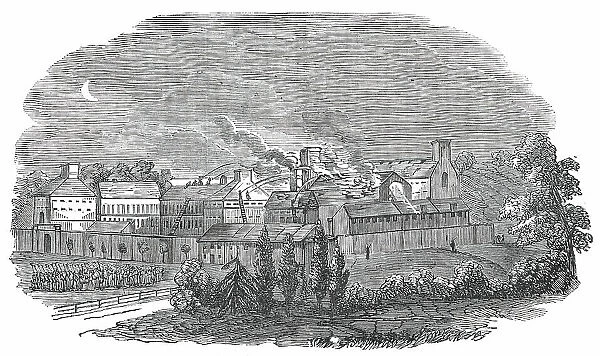 Fire at Parkhurst Prison, Isle of Wight, on Tuesday last, 1850. Creator: Unknown