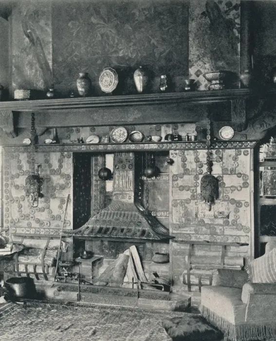 Framed Print : Fire-place in the library of Mr. Louis C. Tiffany, 1897 Framed Print : Fire-place in the library of Mr. Louis C. Tiffany, 1897