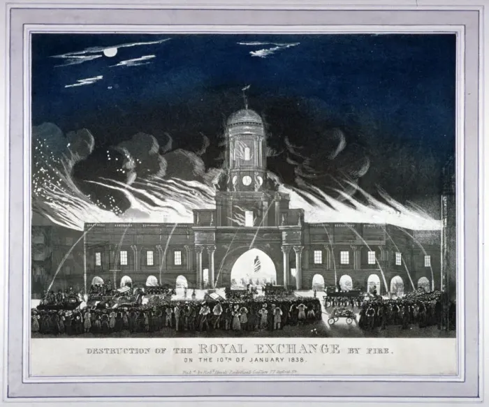 Framed Print : Fire at the Royal Exchange, City of London, January 1838