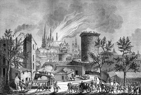Fire at Saint Andres Cathedral, Bordeaux, France, 25th August 1787 (1882-1884). Artist: Cosson