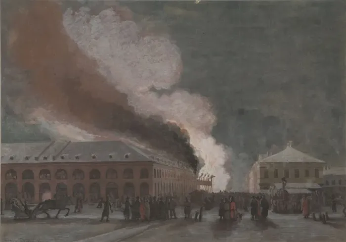 Framed Print : Fire in the salt trade rows. Artist: Timm, Vasily (George Wilhelm) (1820-1895) Framed Print : Fire in the salt trade rows. Artist: Timm, Vasily (George Wilhelm) (1820-1895)