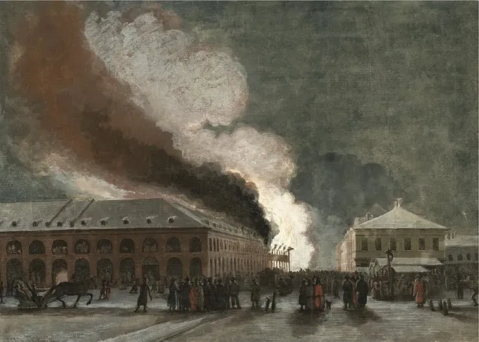 Framed Print : Fire in the salt trade rows. Artist: Timm, Vasily (George Wilhelm) (1820-1895) Framed Print : Fire in the salt trade rows. Artist: Timm, Vasily (George Wilhelm) (1820-1895)