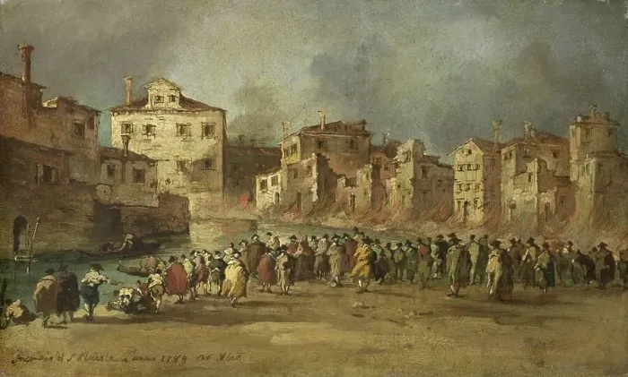 Framed Print : The Fire in the San Marcuola Quarter of Venice, 28 November 1789, 1789-1820. Creator: Unknown Framed Print : The Fire in the San Marcuola Quarter of Venice, 28 November 1789, 1789-1820. Creator: Unknown