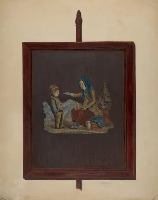 Framed Print : Fire Screen, c. 1937. Creator: Charles Bowman Framed Print : Fire Screen, c. 1937. Creator: Charles Bowman