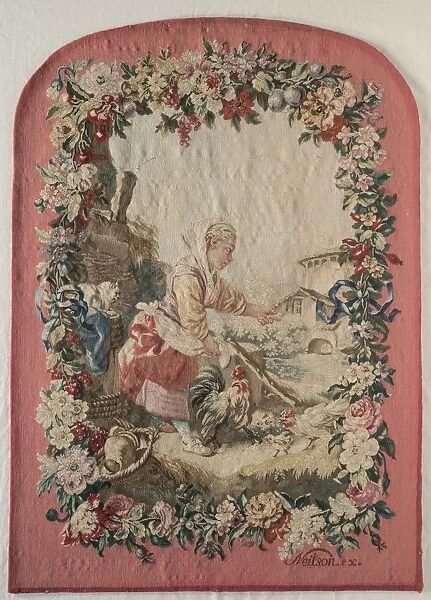 Fire Screen Panel and Frame, c. 1775. Creator: Gobelins (French);Jean-Baptiste Marie Hüet