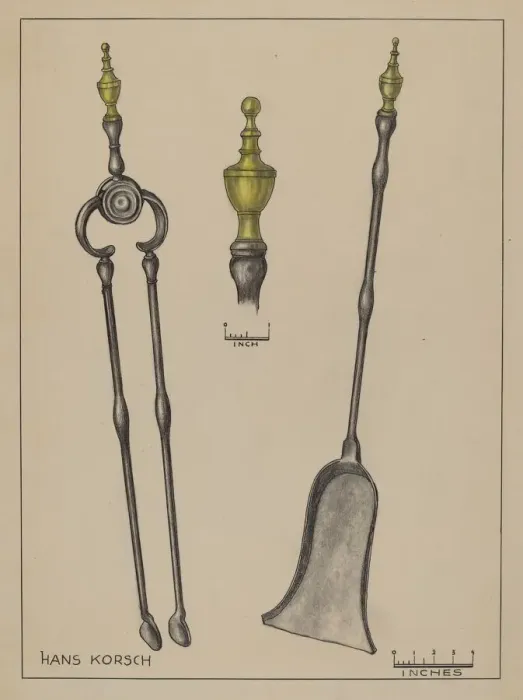 Framed Print : Fire Shovel and Tongs, c. 1936. Creator: Hans Korsch Framed Print : Fire Shovel and Tongs, c. 1936. Creator: Hans Korsch