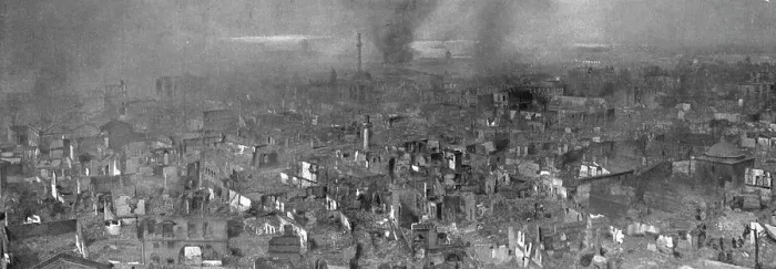 Framed Print : The Fire of Thessaloniki; August 20: Panoramic view taken from the Church... 1917. Creator: Unknown Framed Print : The Fire of Thessaloniki; August 20: Panoramic view taken from the Church... 1917. Creator: Unknown