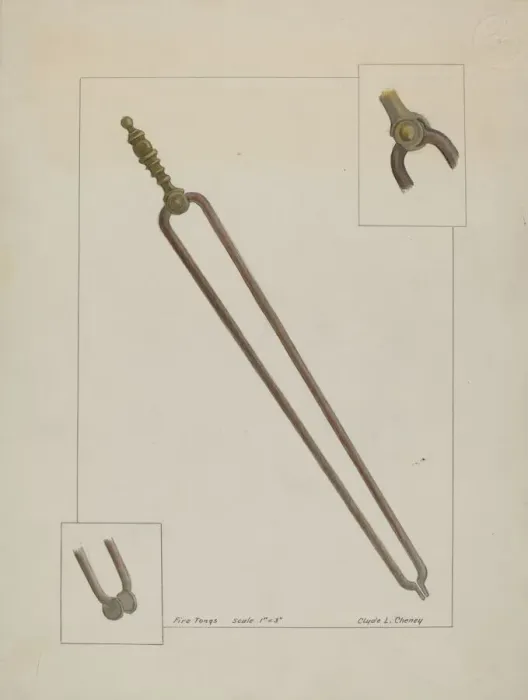 Framed Print : Fire Tongs, c. 1937. Creator: Clyde L. Cheney Framed Print : Fire Tongs, c. 1937. Creator: Clyde L. Cheney