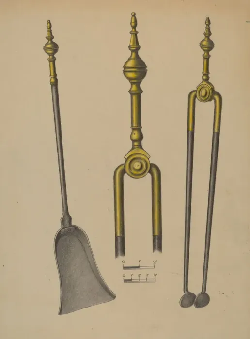 Framed Print : Fire Tongs and Shovel, 1935 / 1942. Creator: Unknown Framed Print : Fire Tongs and Shovel, 1935 / 1942. Creator: Unknown