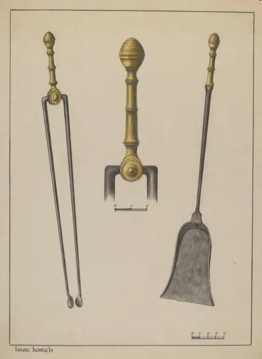Framed Print : Fire Tongs and Shovel, c. 1937. Creator: Hans Korsch Framed Print : Fire Tongs and Shovel, c. 1937. Creator: Hans Korsch