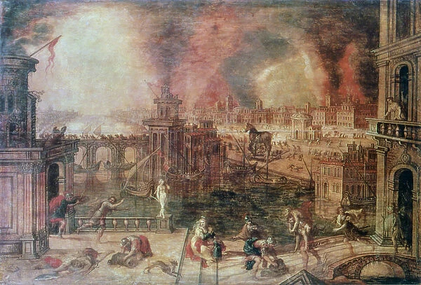 The Fire of Troy, c. late 16th century. Artist: Kerstiaen de Keuninck