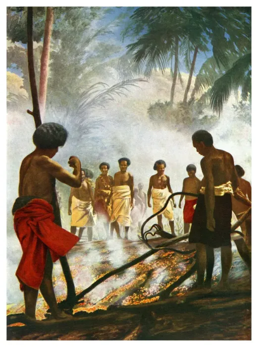 Framed Print : Fire walking in Fiji, 1920 Framed Print : Fire walking in Fiji, 1920