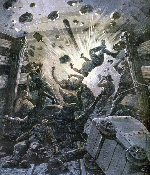 A firedamp explosion, France, 1892. Artist: F Meaulle