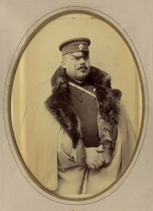 Framed Print : Firefighter A.F. Domishkevich in uniform, late 19th cent - early 20th cent. Creator: PA Milevskii