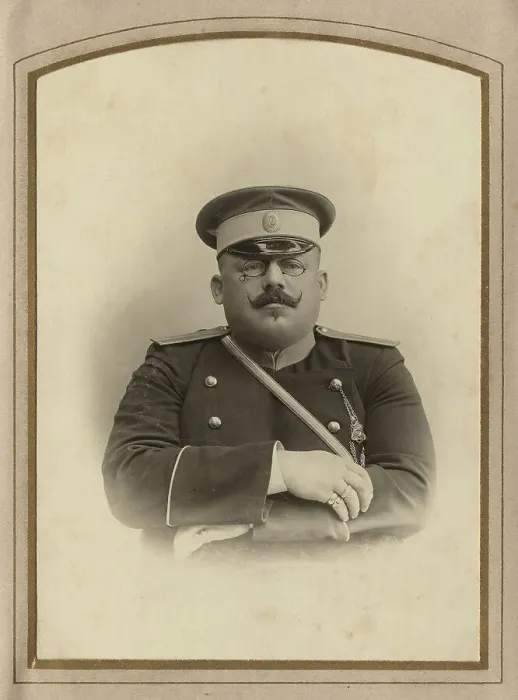 Framed Print : Firefighter A.F. Domishkevich in uniform, late 19th cent - early 20th cent. Creator: Til Serebrin Framed Print : Firefighter A.F. Domishkevich in uniform, late 19th cent - early 20th cent. Creator: Til Serebrin