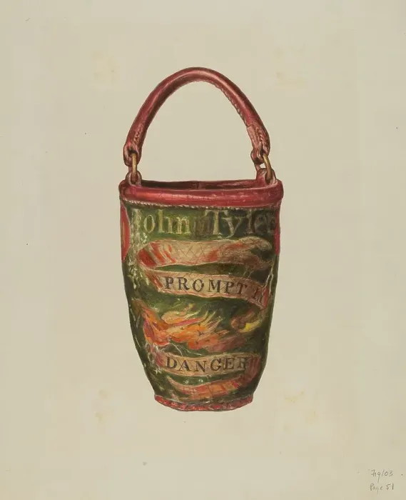Framed Print : Fireman's Bucket, c. 1940. Creator: Georgina King Framed Print : Fireman's Bucket, c. 1940. Creator: Georgina King