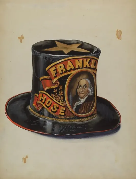Framed Print : Fireman's Hat, c. 1937. Creator: Page Coffman Framed Print : Fireman's Hat, c. 1937. Creator: Page Coffman