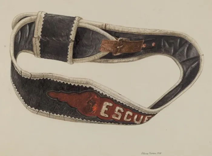 Framed Print : Firemans Life Belt, 1938. Creator: Alfonso Moreno Framed Print : Firemans Life Belt, 1938. Creator: Alfonso Moreno