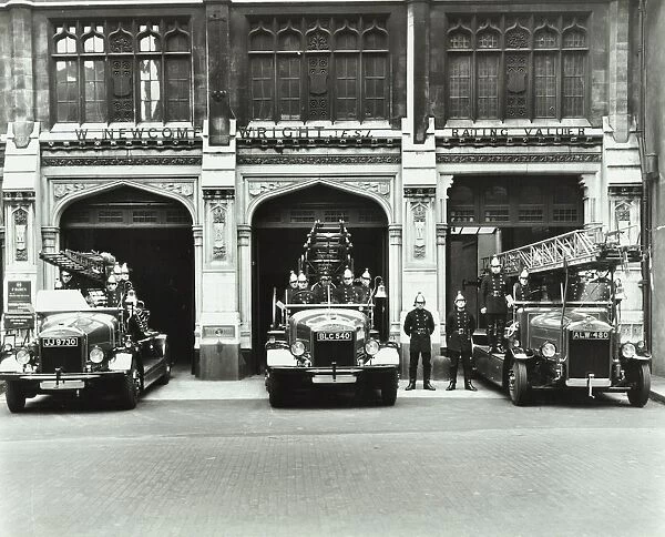 Firemen outside Bishopsgate Fire Station, Bishopsgate, City of London, 1908