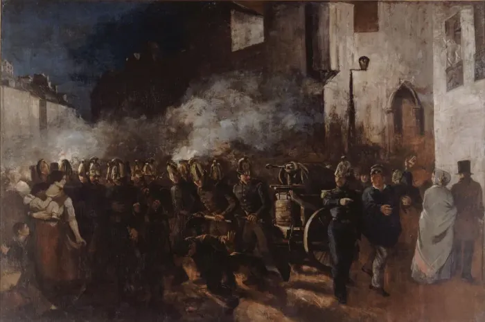 Framed Print : Firemen Running to a Fire. Artist: Courbet, Gustave (1819-1877) Framed Print : Firemen Running to a Fire. Artist: Courbet, Gustave (1819-1877)