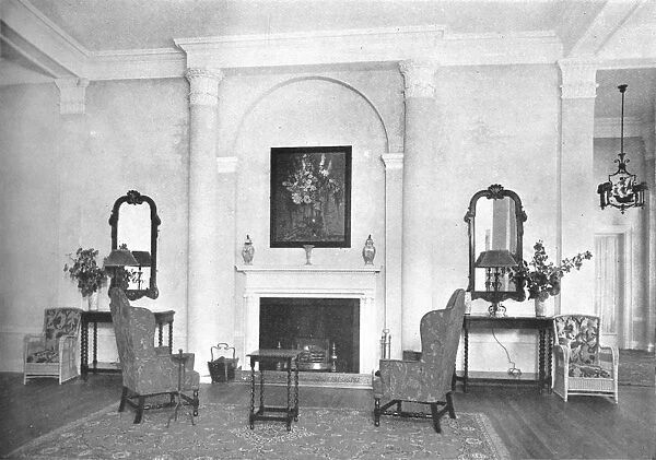 Fireplace at end of lounge, Hotel Royal Bermudiana, Hamilton, Bermuda, 1924