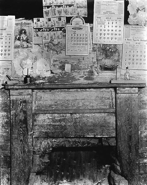 Fireplace in Frank Tengles home, Hale County, Alabama, 1936. Creator: Walker Evans