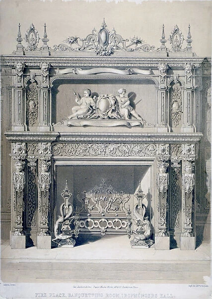 Fireplace in Ironmongers Hall, Fenchurch Street, City of London, 1855