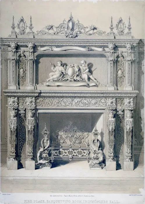 Framed Print : Fireplace in Ironmongers Hall, Fenchurch Street, City of London, 1855 Framed Print : Fireplace in Ironmongers Hall, Fenchurch Street, City of London, 1855