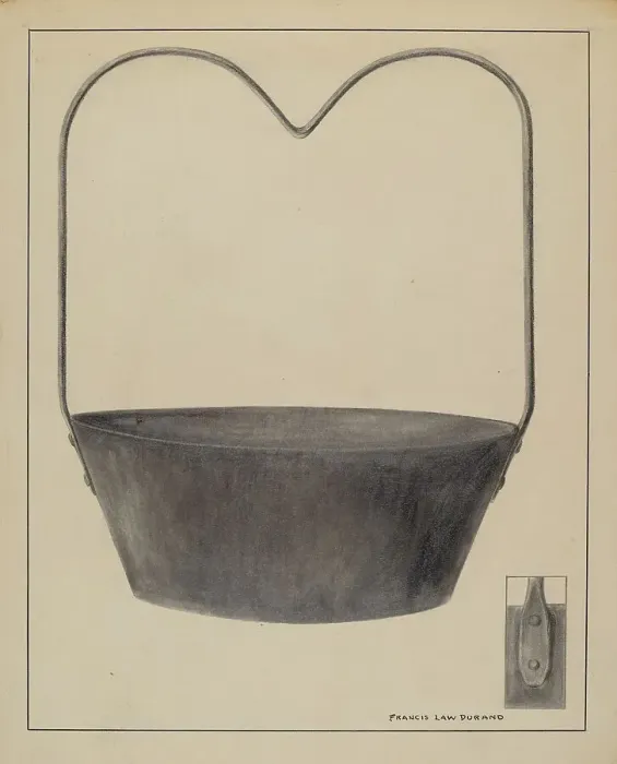 Framed Print : Fireplace Kettle, c. 1936. Creator: Francis Law Durand Framed Print : Fireplace Kettle, c. 1936. Creator: Francis Law Durand