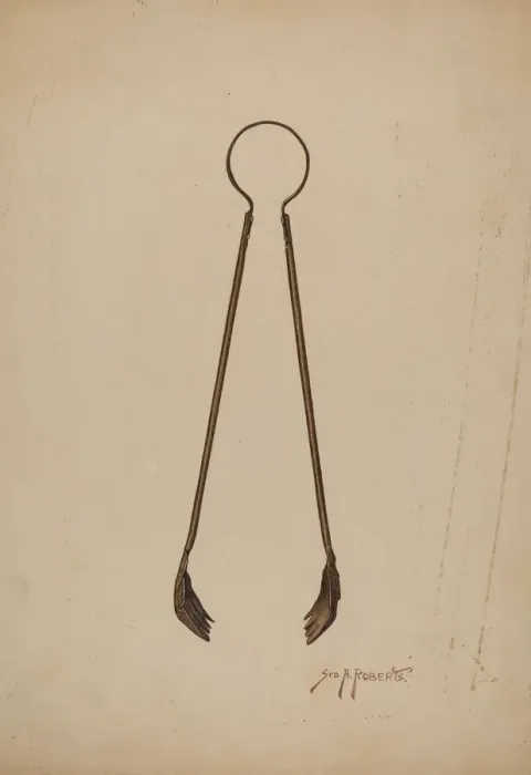 Framed Print : Fireplace Tongs, c. 1941. Creator: Paul Poffinbarger Framed Print : Fireplace Tongs, c. 1941. Creator: Paul Poffinbarger