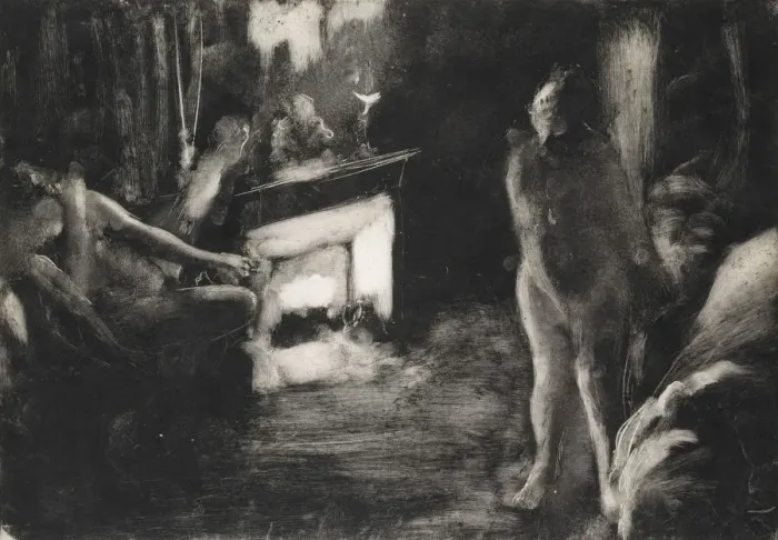 Framed Print : The Fireside, ca. 1876-77. Creator: Edgar Degas Framed Print : The Fireside, ca. 1876-77. Creator: Edgar Degas