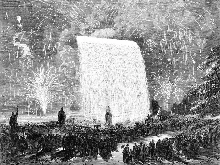 Framed Print : Fireworks at the Crystal Palace, 1869. Creator: Unknown