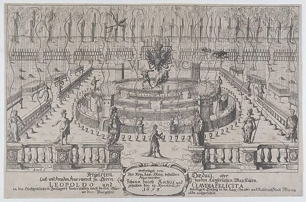 Fireworks display, Nuremberg, 1659, 1673. Creator: Anon
